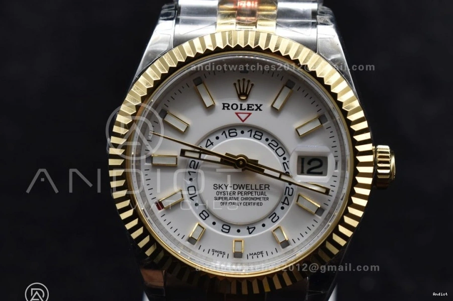 1113 YG Bracelet On Edition Skydweller SS Dial Noob YG SS Best White A23J ComfortFit 0813